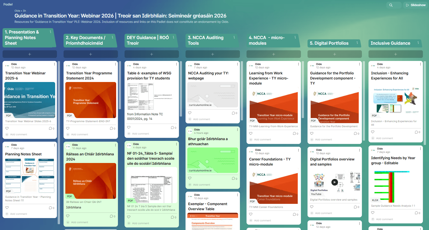 Whole School Guidance Padlet
