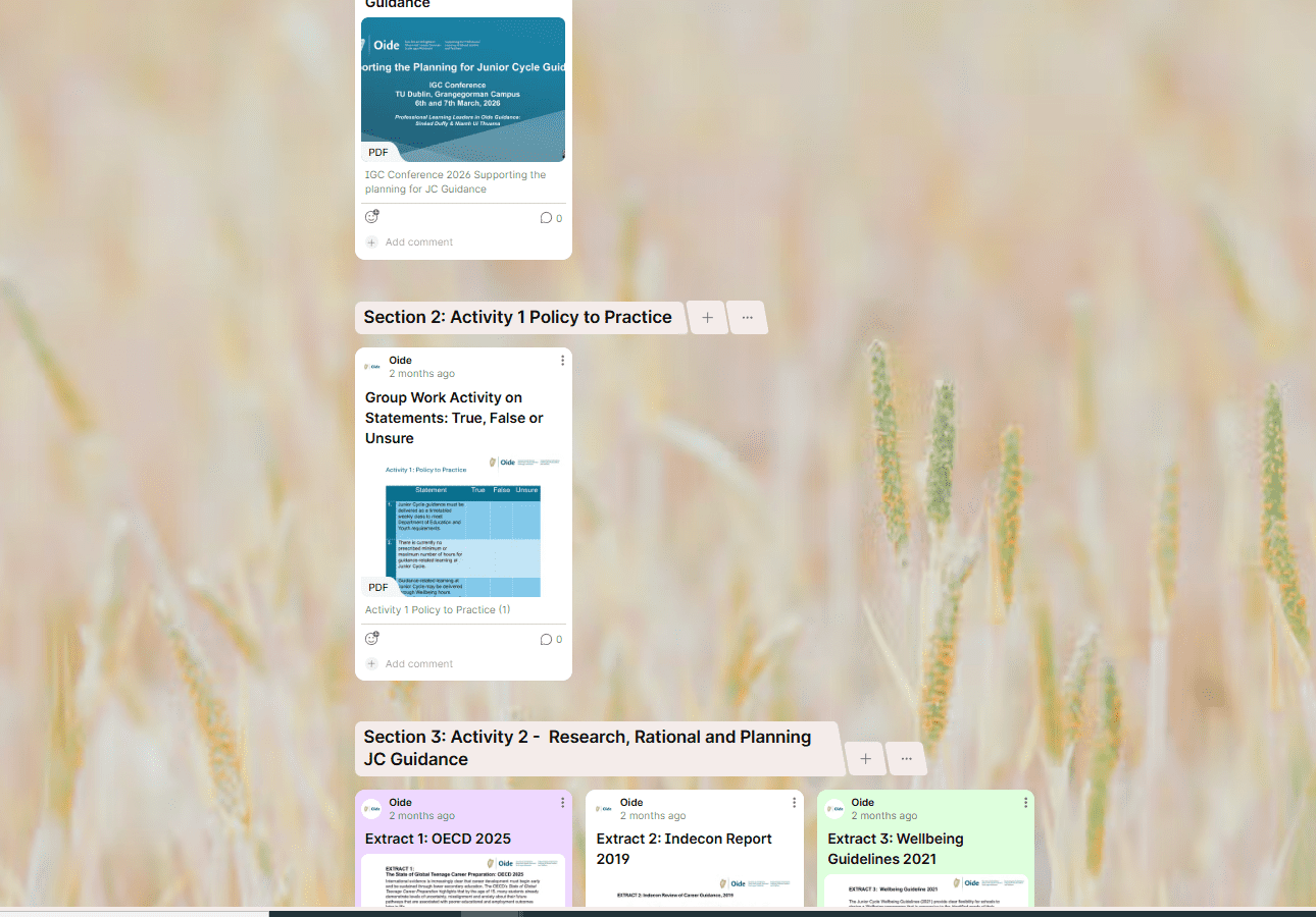 Junior Cycle Guidance Padlet Image