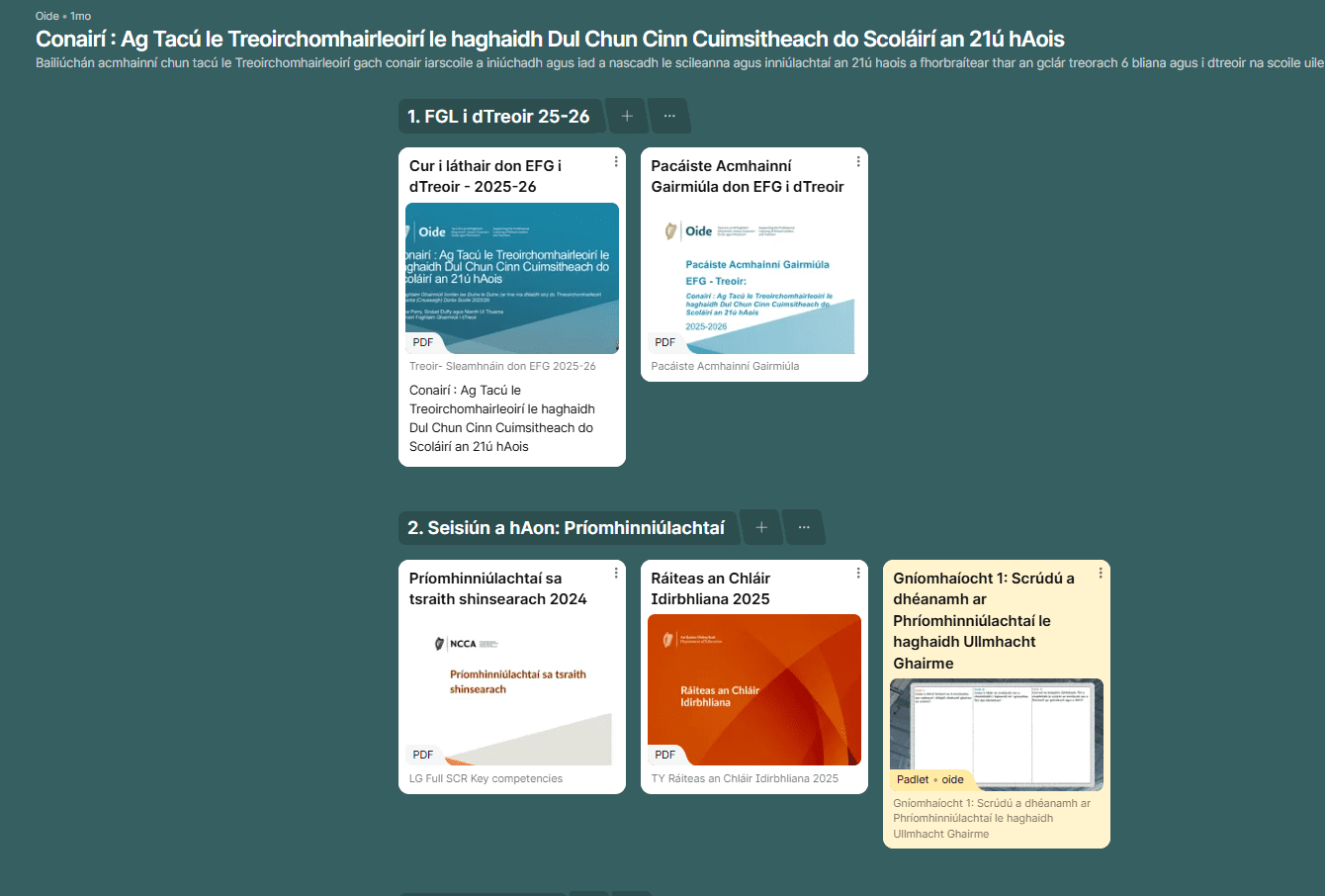 Padlet Ionchuimsiú i dTreoir