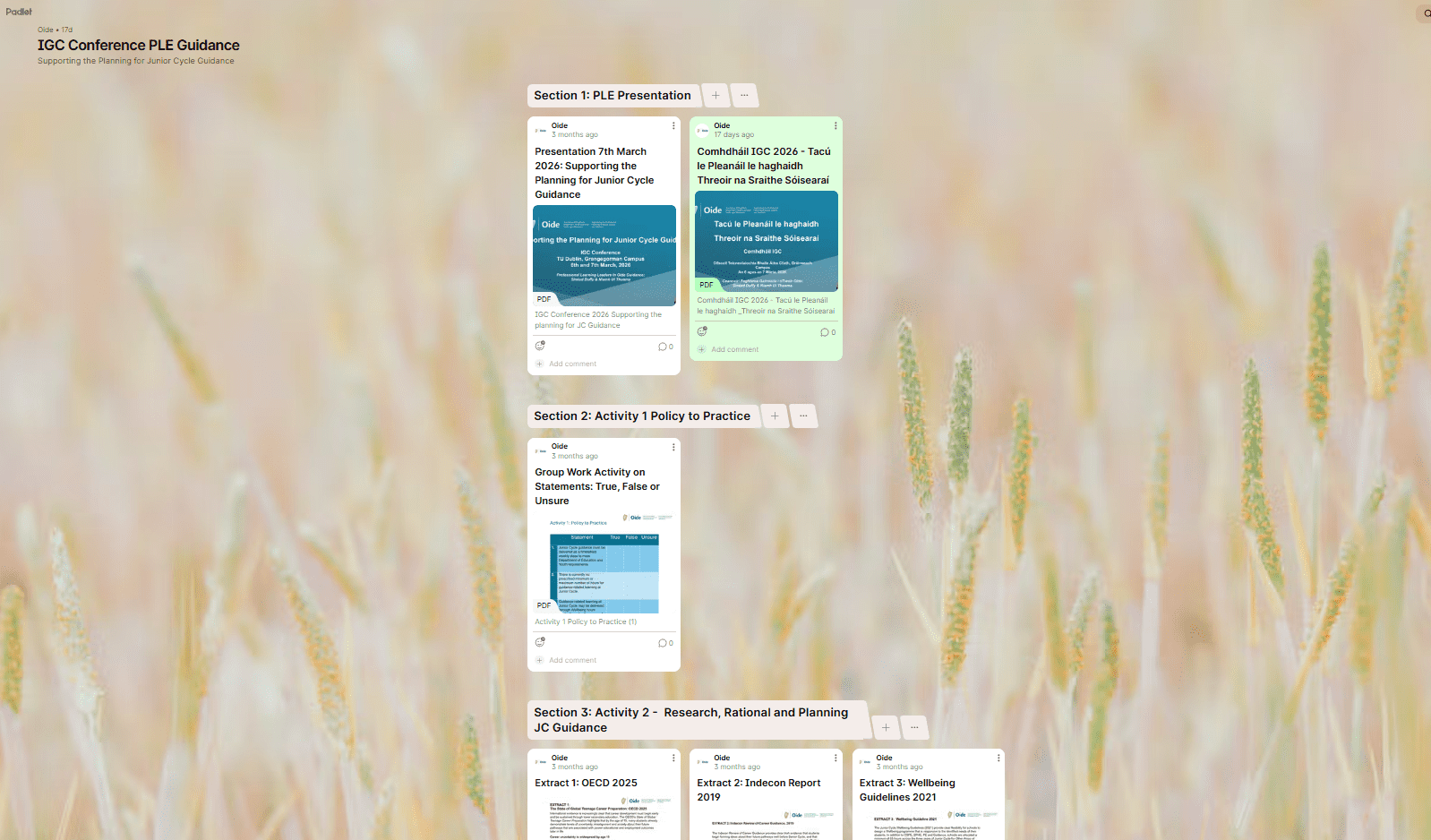Padlet don Treoir sa tSraith Shóisearach