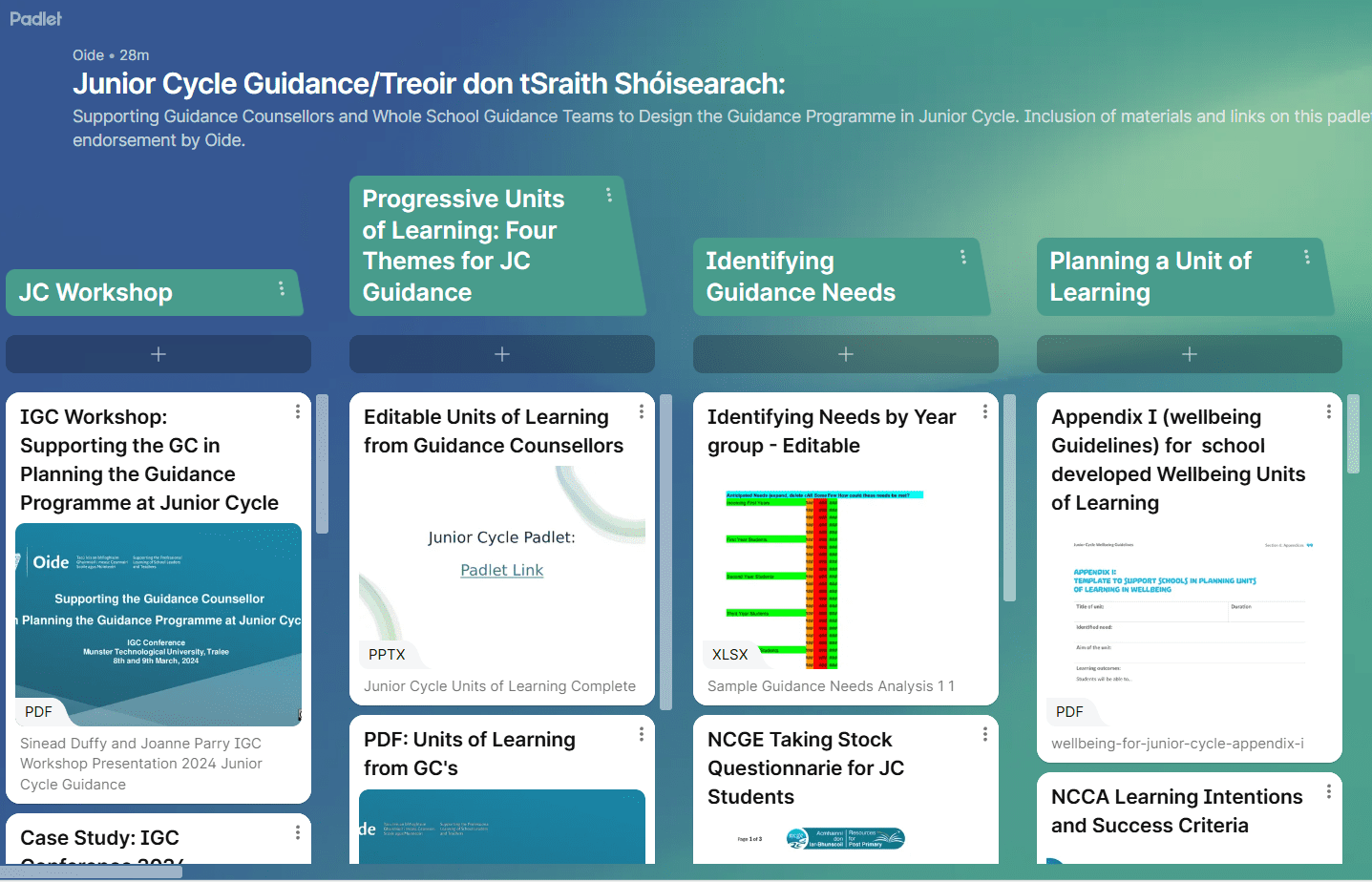 Padlet don Treoir sa tSraith Shóisearach