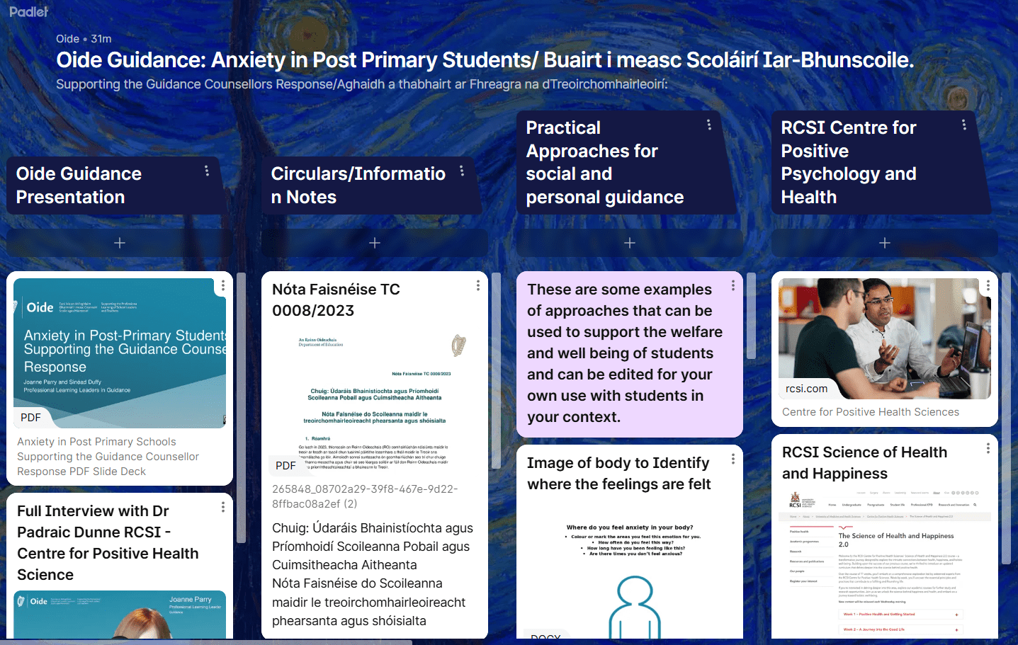 Padlet don Treoir sa tSraith Shóisearach