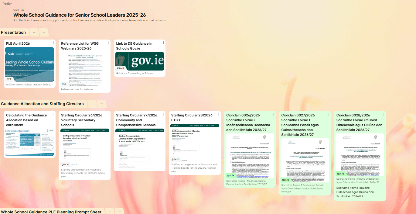 Whole School Guidance Padlet