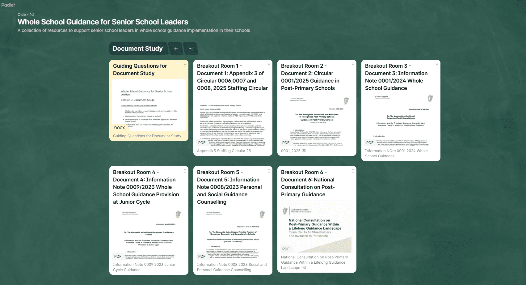 Whole School Guidance Padlet