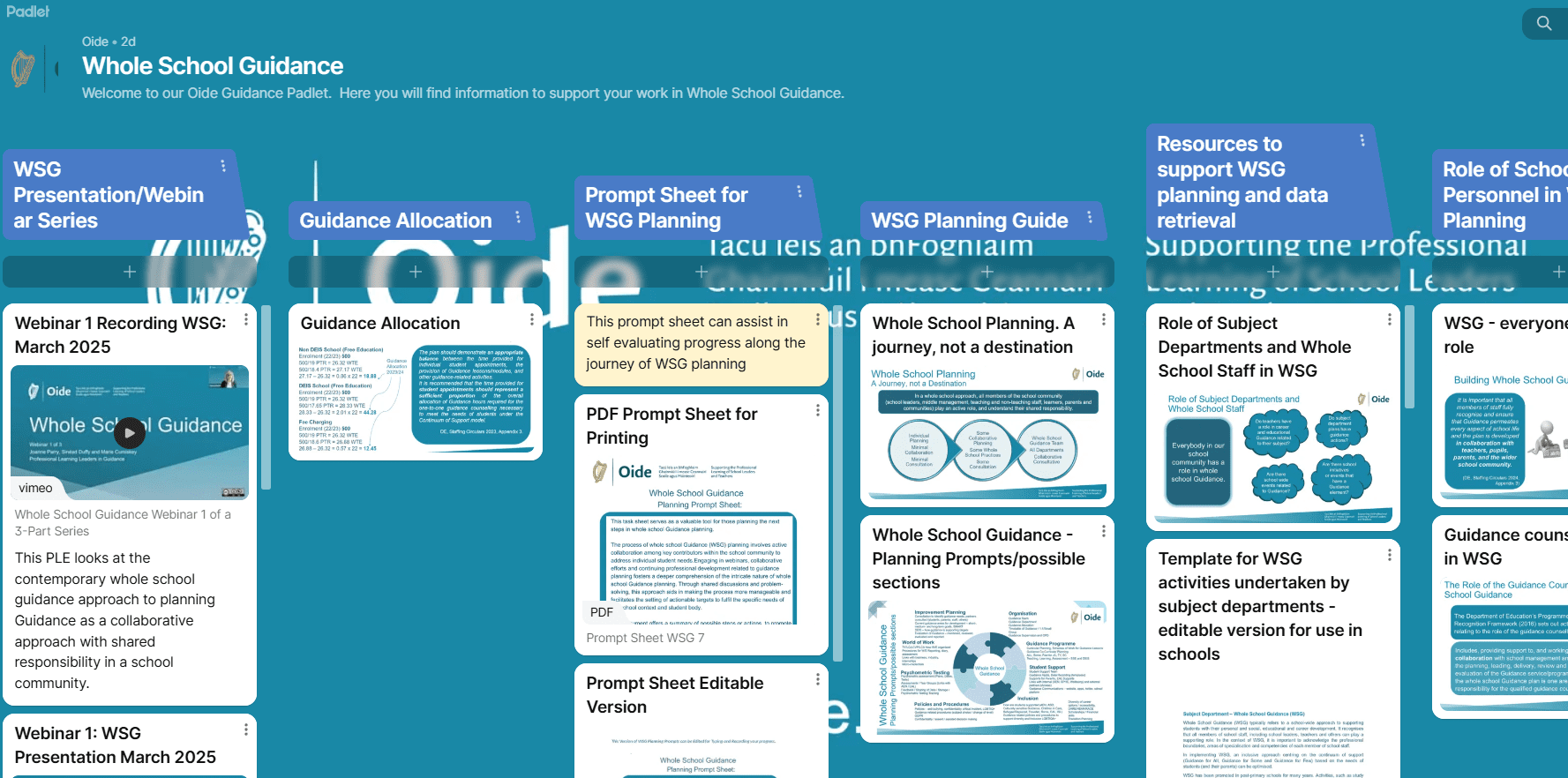 Whole School Guidance Padlet