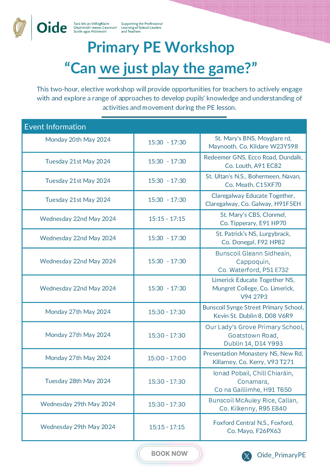 Information Leaflet - Summer PE Course 2024