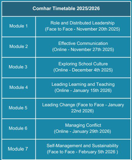 Comhar timetable 2025 26