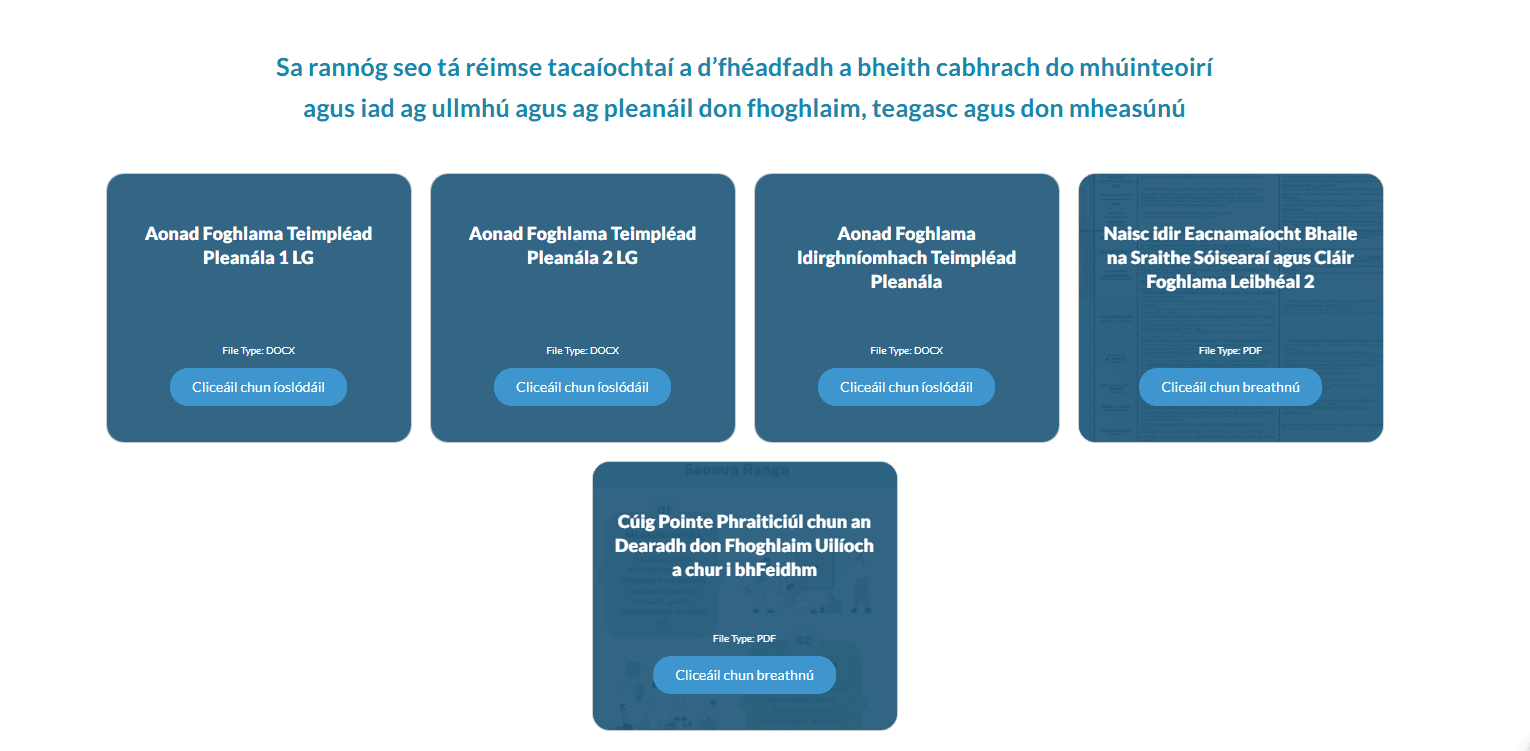 LG Pleanáil don Teagasc agus don Fhoghlaim